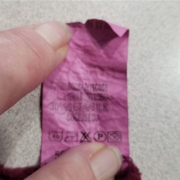 Made in Italy Women's Maroon Layered Sheer Top 3/4 Sleeve - Picture 14 of 15